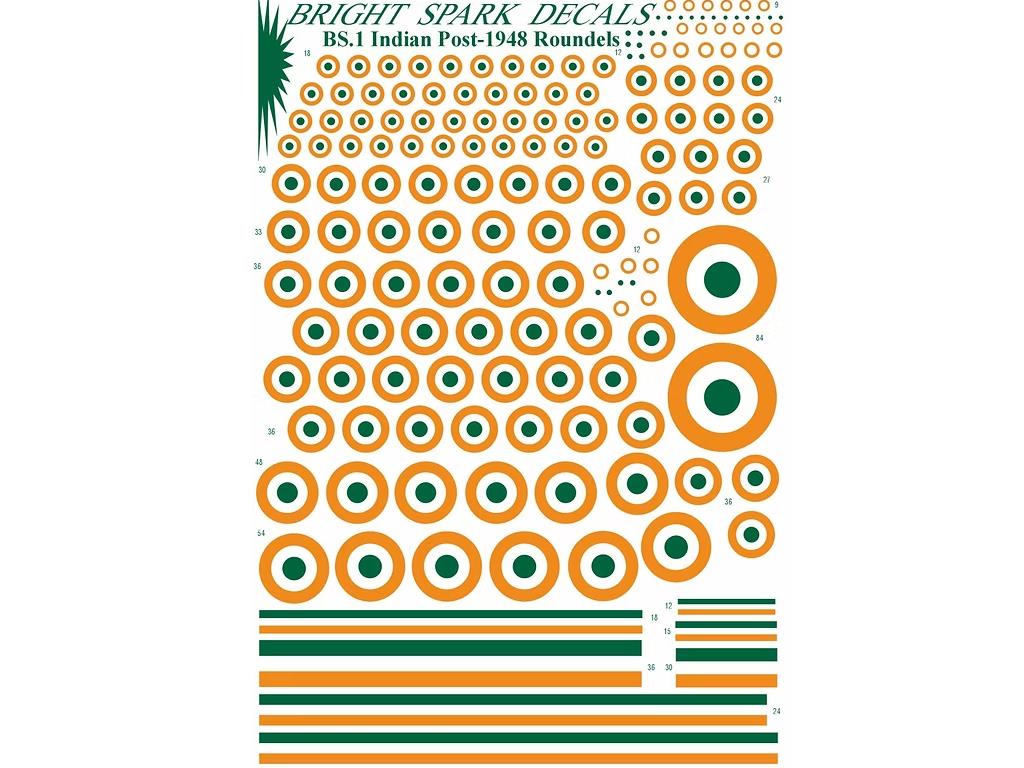 1/72 Bright Spark Decals - Indian Post 1948 Roundels
