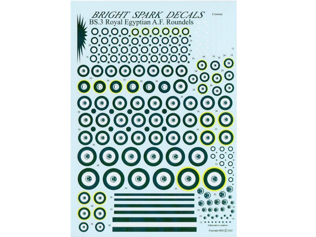 1/72 Bright Spark Decals - Egyptian pre-1952 Roundels