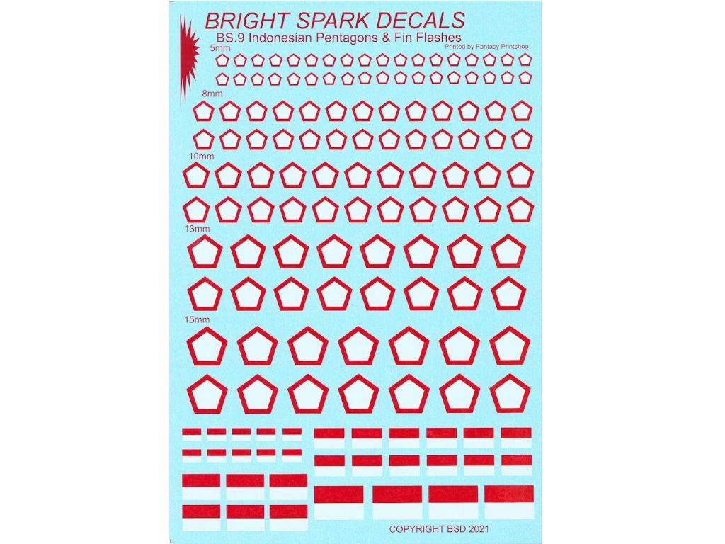 1/72 Bright Spark Decals - Indonesian Pentagons and Fin Flashes