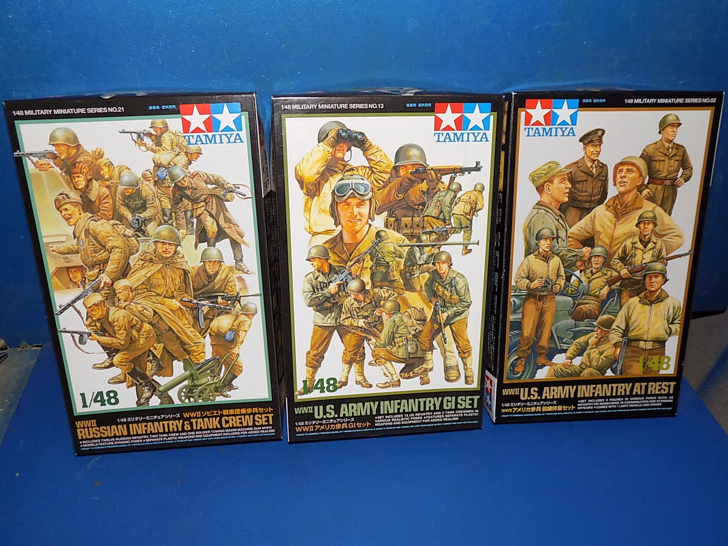 3x Tamiya 1/48 US/Russian Figure Sets 32513, 32521, 32552 AUC00027