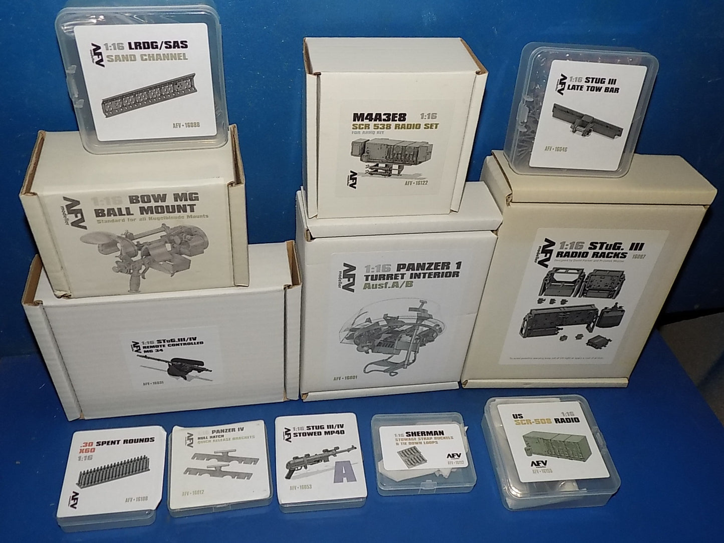 12x Various 1/16 AFV Modeller 3D Printed Resin Detail Items AUC00041