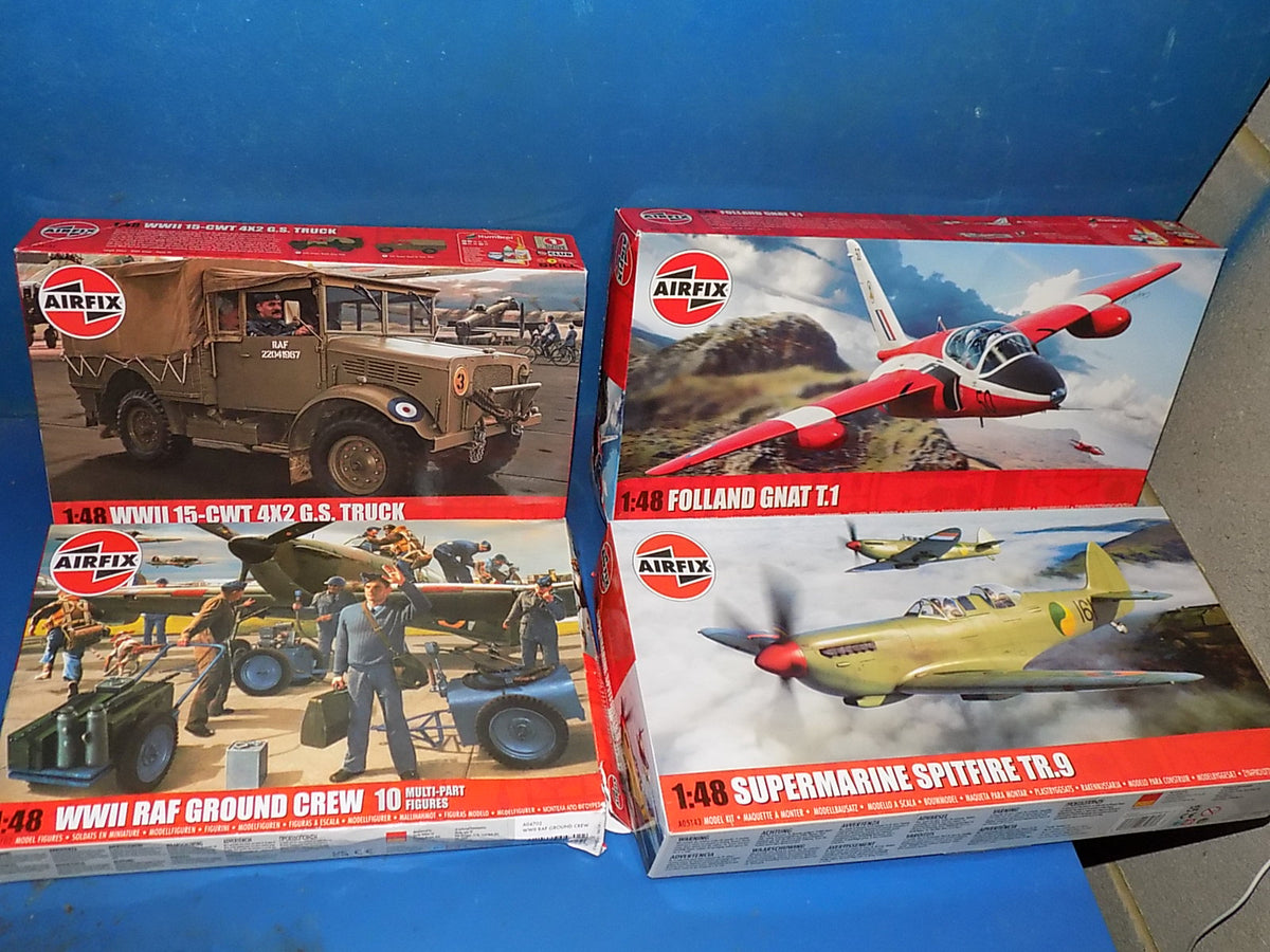 Airfix 1/48 Spitfire TR.9, Folland Gnat, Ground Crew, 15-CWT Truck AUC00247