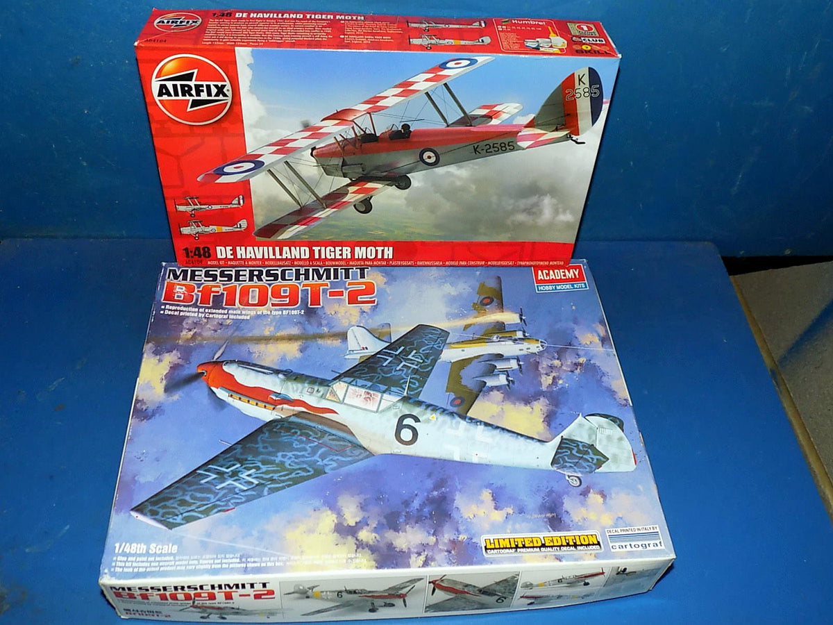 1/48 Airfix 04104 Tiger Moth & Academy 12225 Bf109 T-2 AUC00254