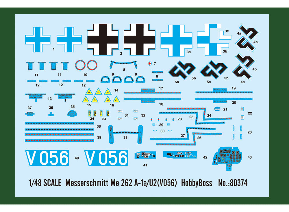 Hobbyboss HBB80374 1/48 - Me 262 A-1a / U2 V056