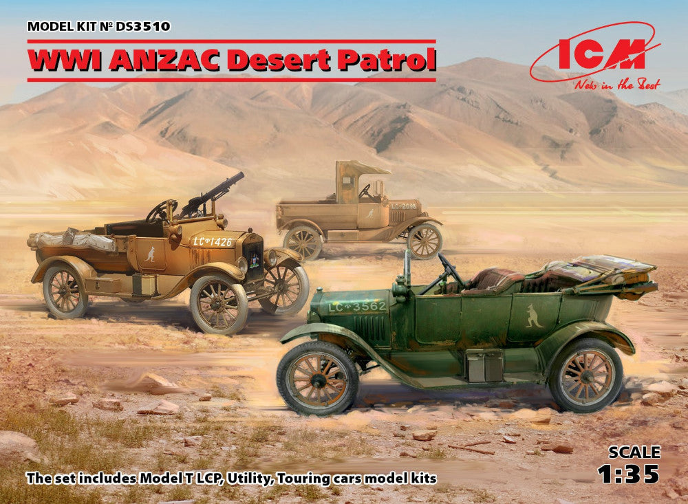 1/35 ICM - WWI Anzac Desert Patrol - Model T LCP, Utility, Touring