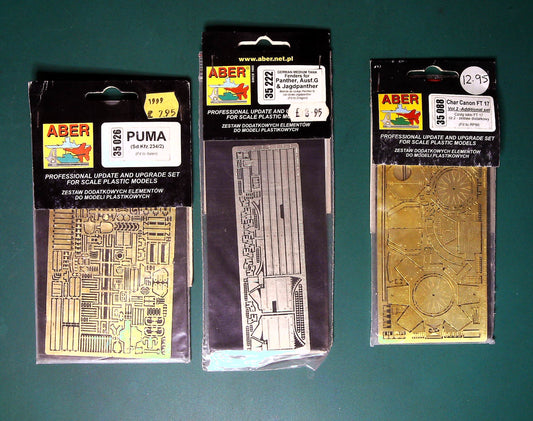 3x Aber 1/35 German Photo Etch Sets - 35026, 35222, 35088