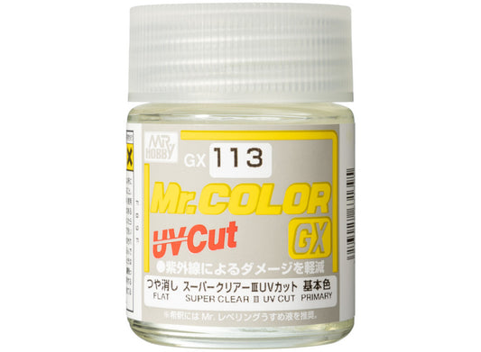Mr Hobby GX113 18ml Mr Clear Color GX Super Clear III UV Cut Flat Lacquer