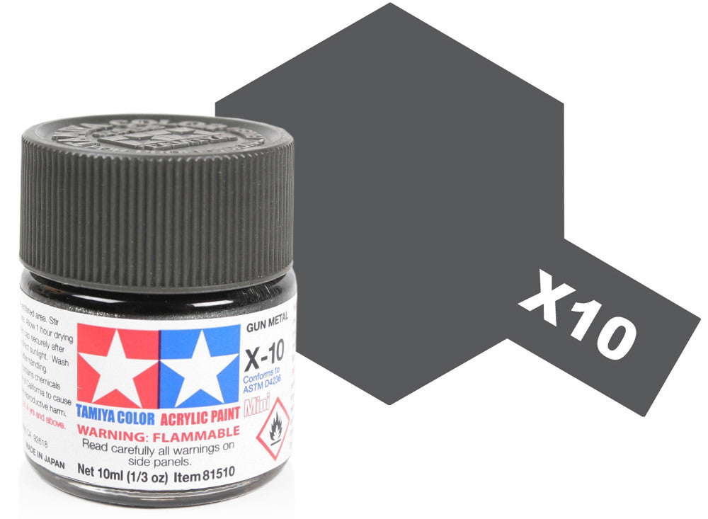 Tamiya 81510 10ml - Acrylic Mini X10 Gun Metal