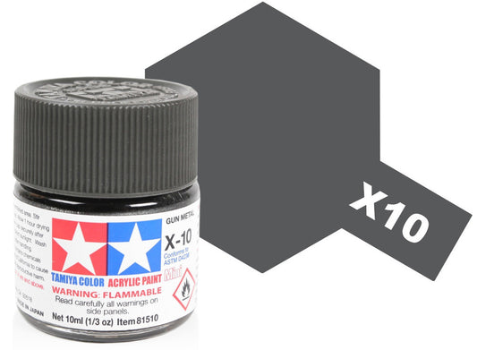 Tamiya 81510 10ml - Acrylic Mini X10 Gun Metal