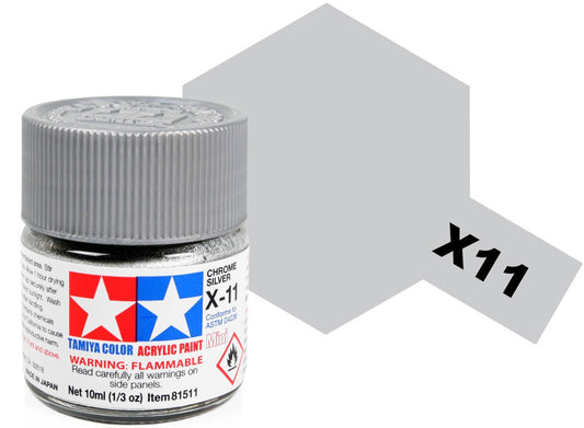 Tamiya 81511 10ml Acrylic Mini X11 Chrome Silver
