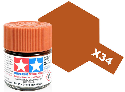 Tamiya 81534 10ml - Acrylic Mini X34 Metal. Brown