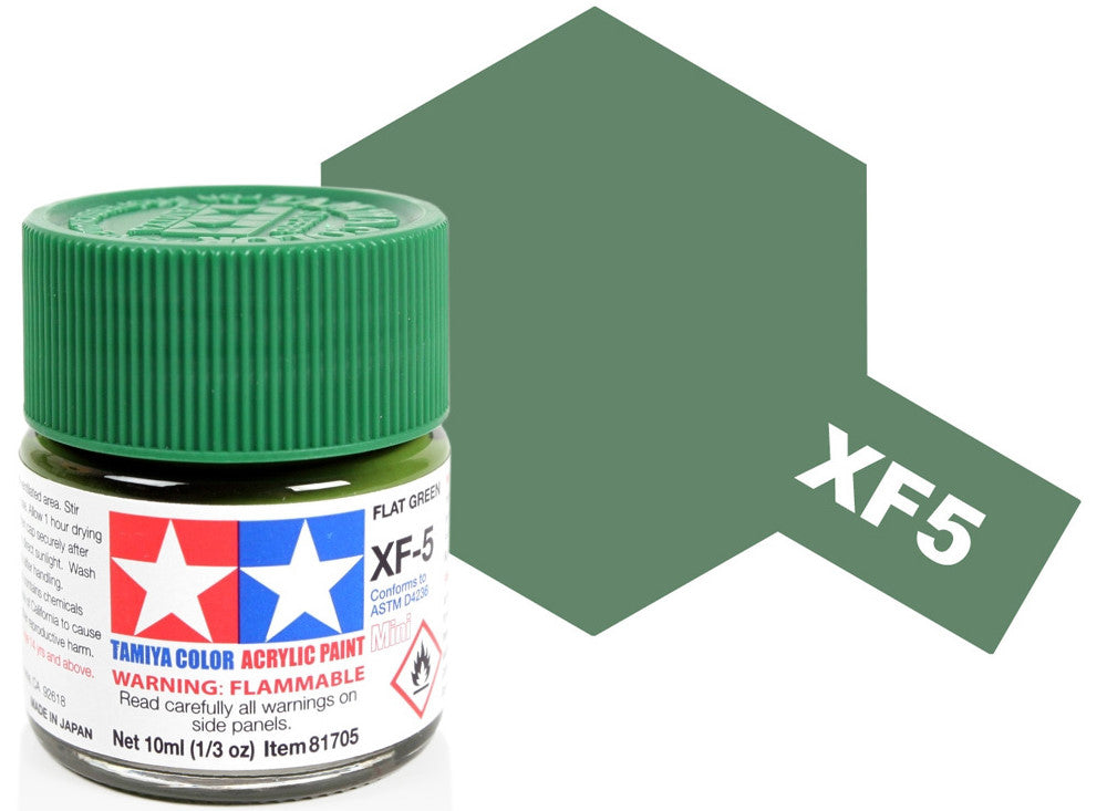 Tamiya 81705 10ml - Acrylic Mini XF5 Flat Green