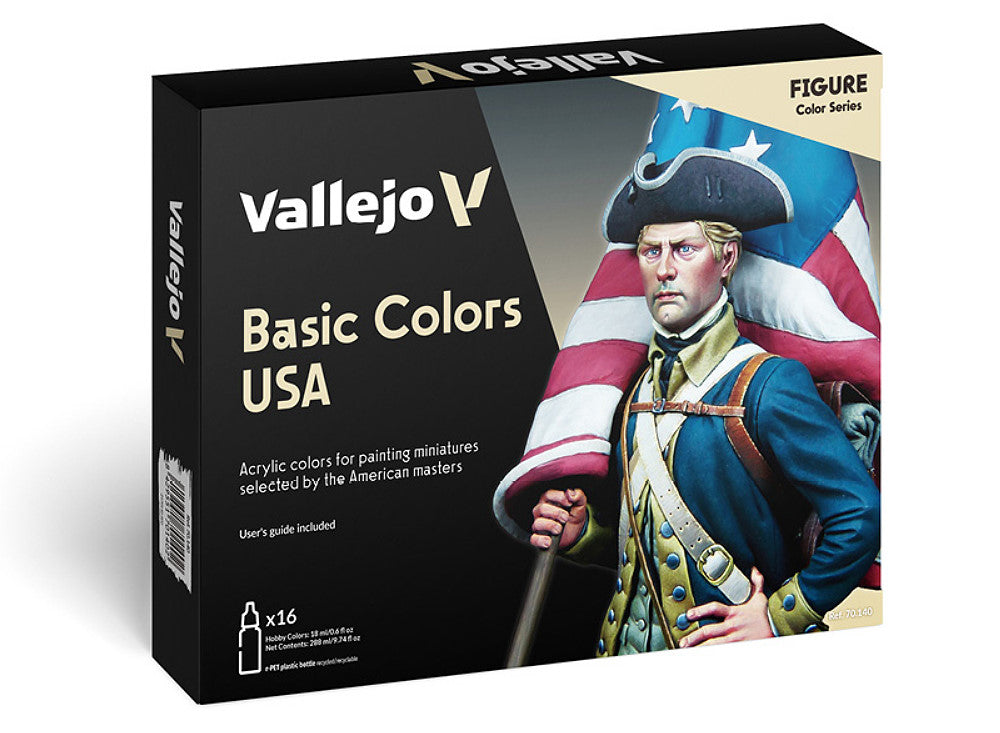 Vallejo 70140 18ml x16 - Model Color Acrylic Paint Set - USA Basic Military