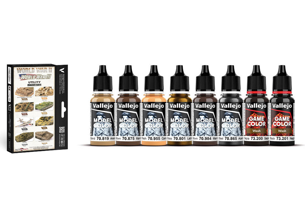 Vallejo 70201 18ml x8 Model Color Acrylic Paint Set - WWII / WWIII Utility