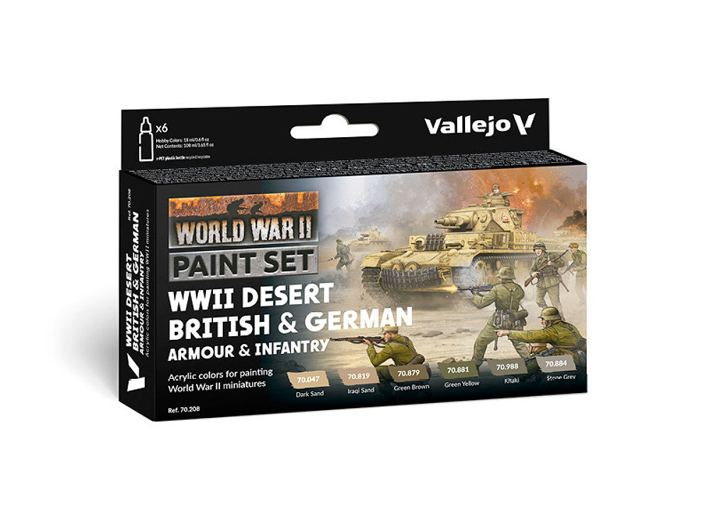Vallejo 70208 18ml x6 - Model Color Acrylic Paint Set - Desert British and German