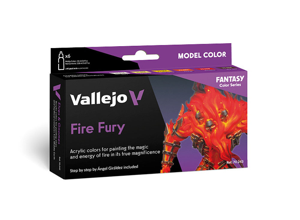 Vallejo 70243 18ml x 6 Model Color Acrylic Paint Set - Fire Fury