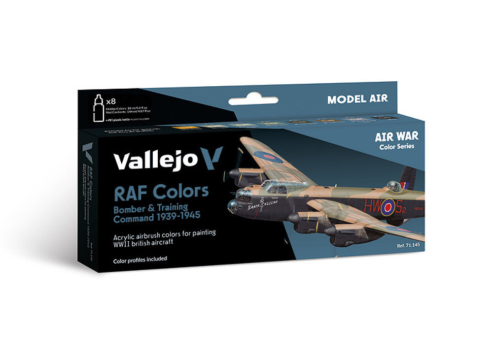 Vallejo 71145 18ml x8 Model Air Acrylic Paint Set - Bomber / Training Air Command