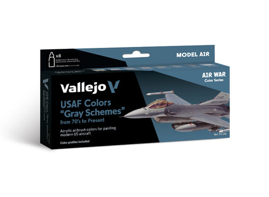 Vallejo 71156 18ml x 8 Model Air Set - USAF Colours Grey Schemes from 70's to present