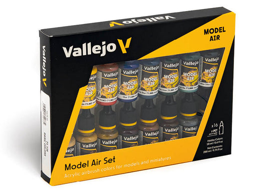 Vallejo 71178 18ml x16 Model Air Set - Basic Colours (x16)