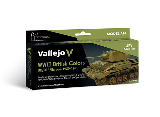 Vallejo 71614 18ml x8 Model Air Set - WWII British Tank Colours 1939-45 UK/BEF/Europe