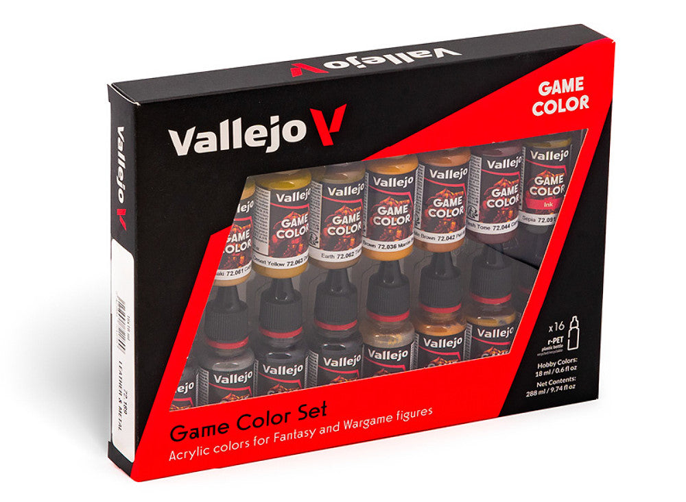 Vallejo 72189 18ml x16 - Game Color Acrylic Paint Set - Leather and Metal