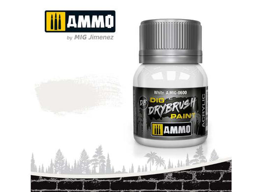 40ml Ammo Mig - Drybrush Acrylic Paint - White