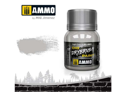 40ml Ammo Mig - Drybrush Acrylic Paint - Light Grey
