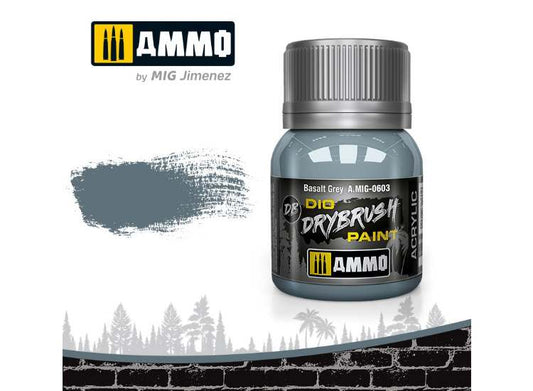 40ml Ammo Mig - Drybrush Acrylic Paint - Basalt Grey