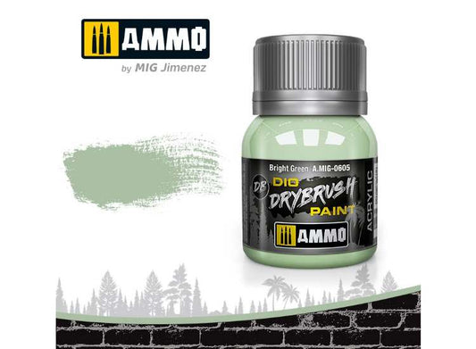 40ml Ammo Mig - Drybrush Acrylic Paint - Bright Green