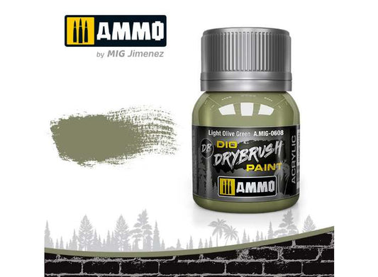 40ml Ammo Mig - Drybrush Acrylic Paint - Light Olive Green