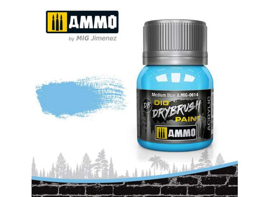 40ml Ammo Mig - Drybrush Acrylic Paint - Medium Blue