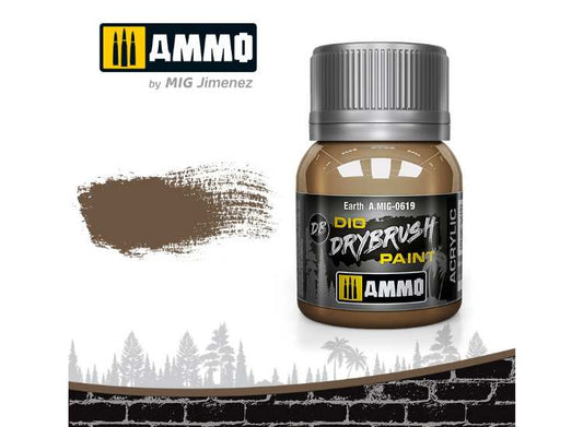 40ml Ammo Mig - Drybrush Acrylic Paint - Earth