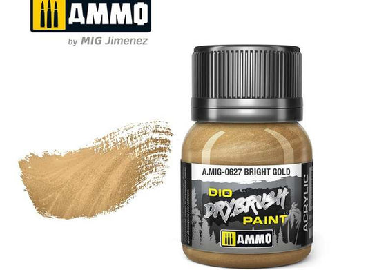 40ml Ammo Mig - Drybrush Acrylic Paint -  Bright Gold
