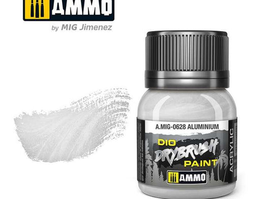 40ml Ammo Mig - Drybrush Acrylic Paint -  Aluminium