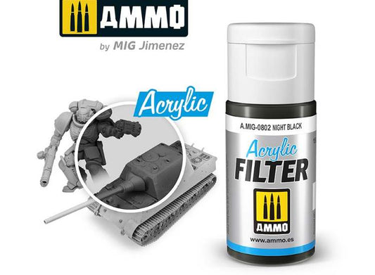 15ml Ammo Mig - Acrylic Filter - Night Black