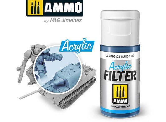 15ml Ammo Mig - Acrylic Filter - Marine Blue