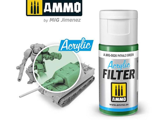 15ml Ammo Mig - Acrylic Filter - Phthalo Green