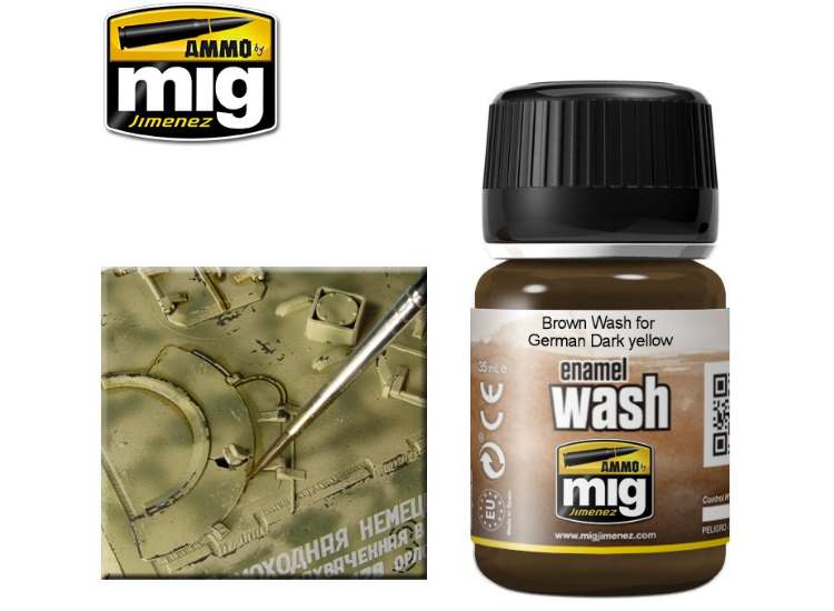 35ml Ammo Mig - Brown Wash For German Dark Yellow - Enamel