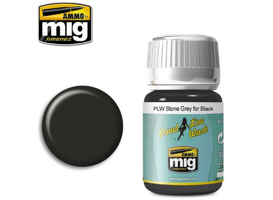 35ml Ammo Mig - Panel Line Wash - Stone Grey For Black - Enamel
