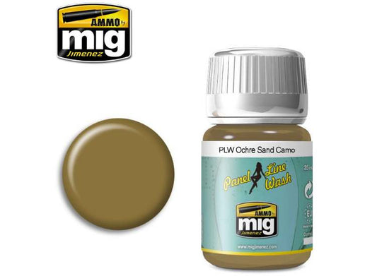 35ml Ammo Mig - Panel Line Wash - Ochre For Sand Camo - Enamel