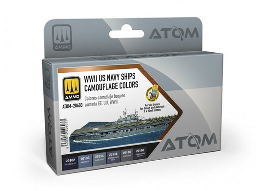 6 x20ml Ammo Mig - ATOM Paint Set - WWII US Navy Ships Camouflage