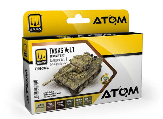 6 x20ml Ammo Mig - ATOM Paint Set - Beginners Set: Tanks Vol.1