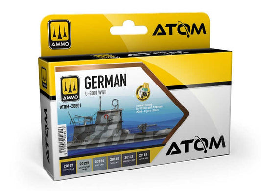 6 x20ml Ammo Mig - ATOM Paint Set - German U-BOOT WWII Colours