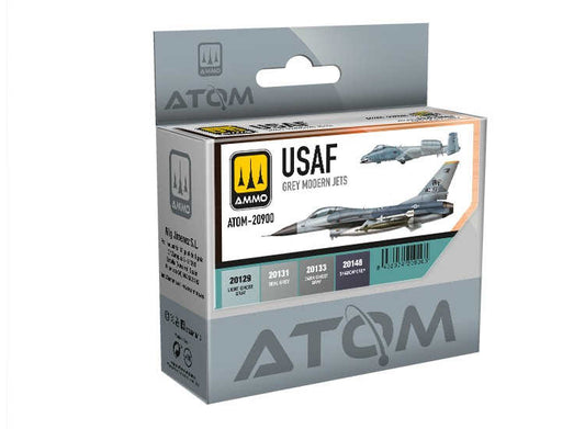 4 x20ml Ammo Mig - ATOM Paint Set - USAF Grey Modern Jets Colours