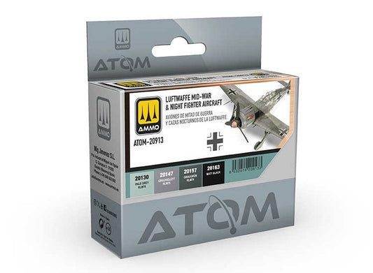 4 x20ml Ammo Mig - ATOM Paint Set - Luftwaffe Mid-War & Night Fighter Aircraft Colours