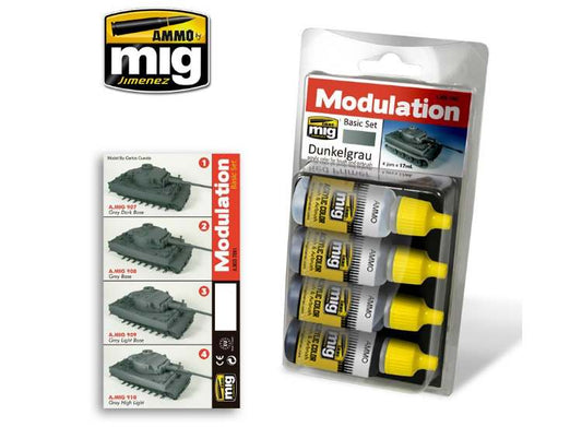 17ml x4 Ammo Mig - Dunkelgrau Modulation Set - Acrylic Paint Set