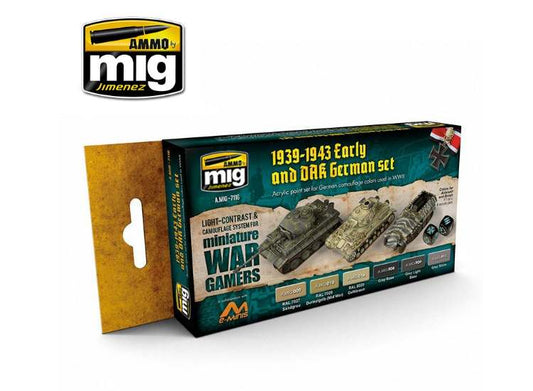 17ml x6 Ammo Mig - Wargame Early & DAK German - Acrylic Paint Set