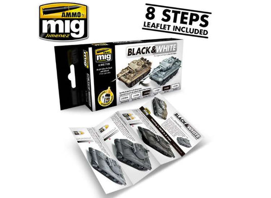 17ml x6 Ammo Mig - Black and White Technique Acrylic Paint Set