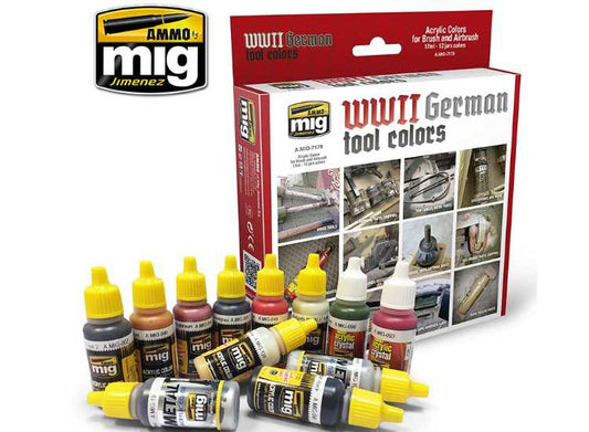 17ml x12 Ammo Mig - WWII Germa Tools Colours - Acrylic Paint Set