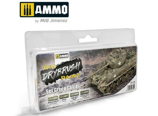 40ml x4 Ammo Mig - Drybrush Set: Green Colours
